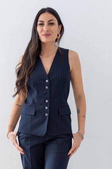 Gilet sartoriale gessato SOLOTRE (4)