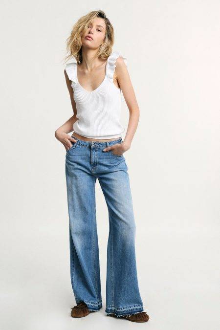 Jeans palazzo con orlo sfangiato Please