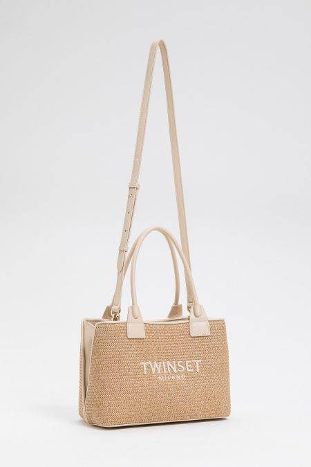 Mini borsa shopper effetto rafia Twinset