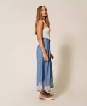 Pantaloni a palazzo con pizzo e cintura Twinset Actitude