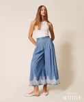 Pantaloni a palazzo con pizzo e cintura Twinset Actitude