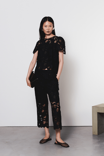 Pantaloni cropped in pizzo Milva.Mi