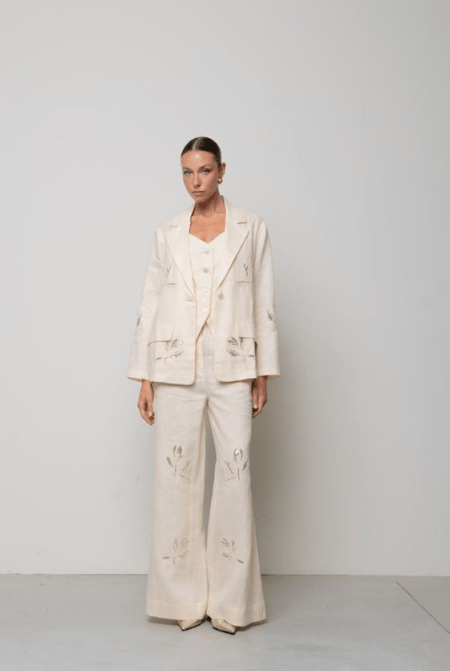 Pantaloni di lino ricamati Icona Kaos 0