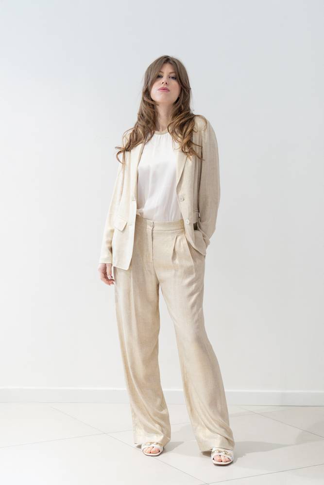 Pantaloni laminati con pinces Ottod’Ame Pantaloni laminati con pinces Ottod'Ame
