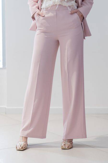 Pantaloni palazzo con elastico in vita SOLOTRE (3)