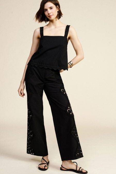 Pantaloni palazzo con ricamo traforato Dixie