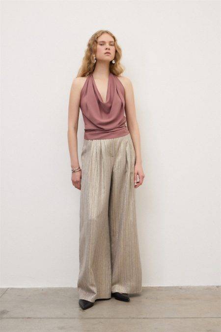 Pantaloni palazzo gessato laminato Ottod'Ame 2