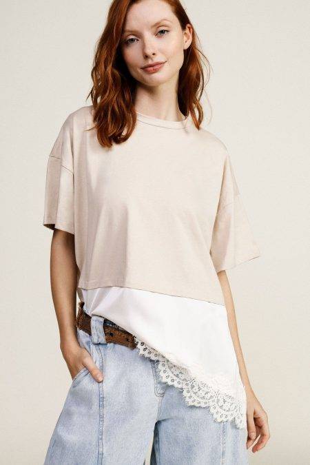T shirt con inserti in pizzo Dixie 0
