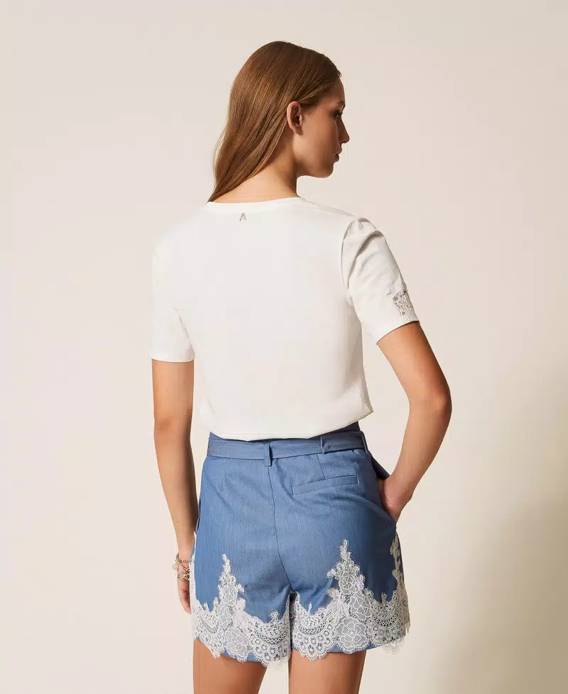 T shirt con intarsio in pizzo Twinset Actitude 2 T shirt con intarsio in pizzo Twinset Actitude 2