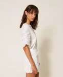 T shirt con maniche in tulle con fiori Twinset Actitude