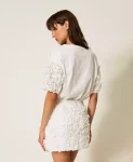 T shirt con maniche in tulle con fiori Twinset Actitude