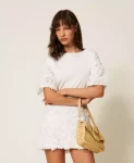 T shirt con maniche in tulle con fiori Twinset Actitude