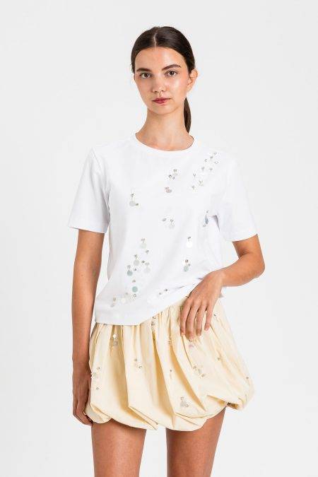 T shirt con paillettes e strass Twinset Actitude