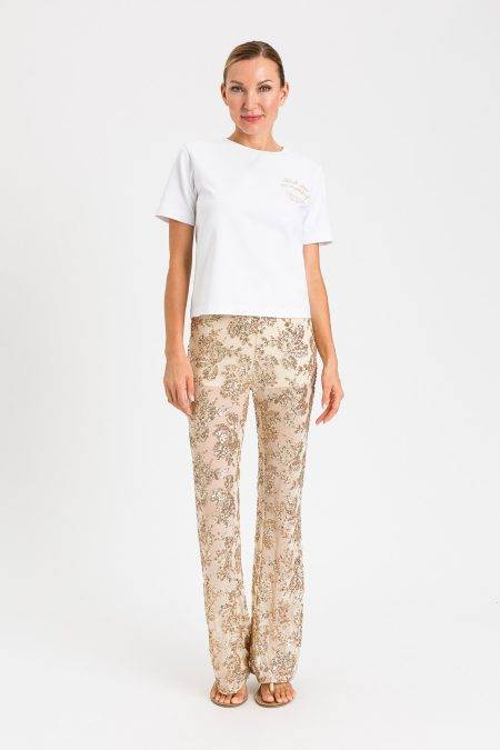 T shirt con scritta cucita Twinset Actitude