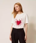T shirt con stampa e strass Twinset Actitude 0