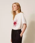 T shirt con stampa e strass Twinset Actitude 0