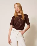 T shirt con stampa logo laminata Twinset Actitude