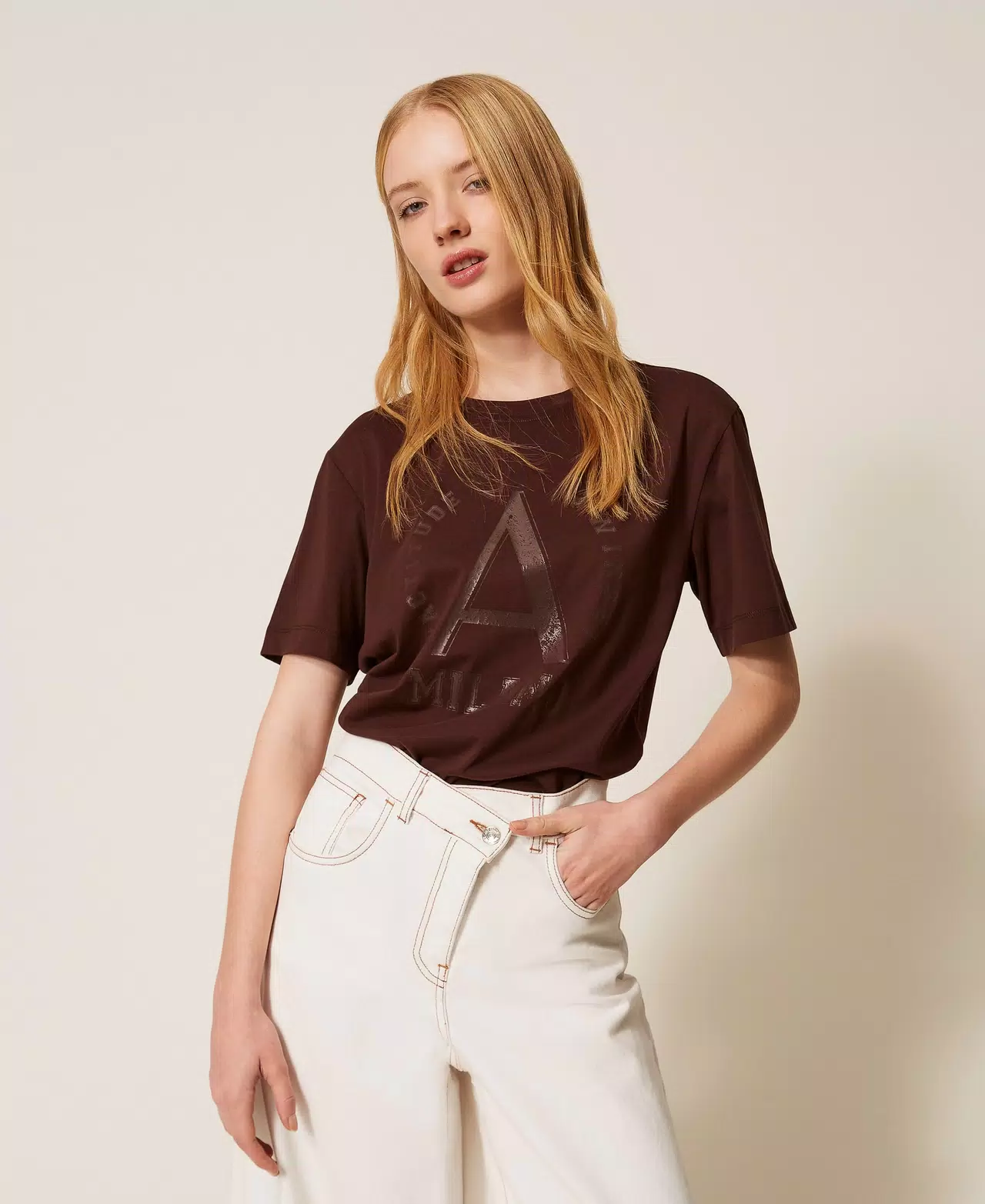 T shirt con stampa logo laminata Twinset Actitude 0 T shirt con stampa logo laminata Twinset Actitude 0