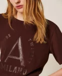 T shirt con stampa logo laminata Twinset Actitude