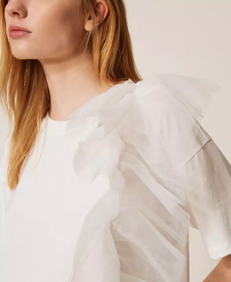 T shirt regular con tulle Twinset Actitude 3 T shirt regular con tulle Twinset Actitude 3