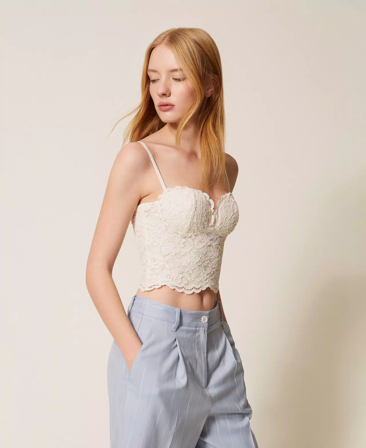 Top bustier cropped in pizzo Twinset Actitude 1 Top bustier cropped in pizzo Twinset Actitude 1