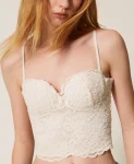 Top bustier cropped in pizzo Twinset Actitude 0