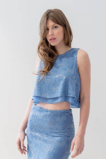 Top con paillettes e spacchi SOLOTRE (2)