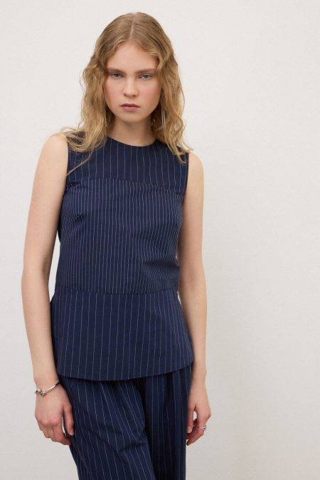 Top gessato in cotone Ottod'Ame 0