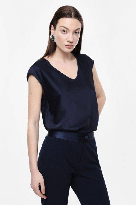 Top satinato scollo a V Imperial