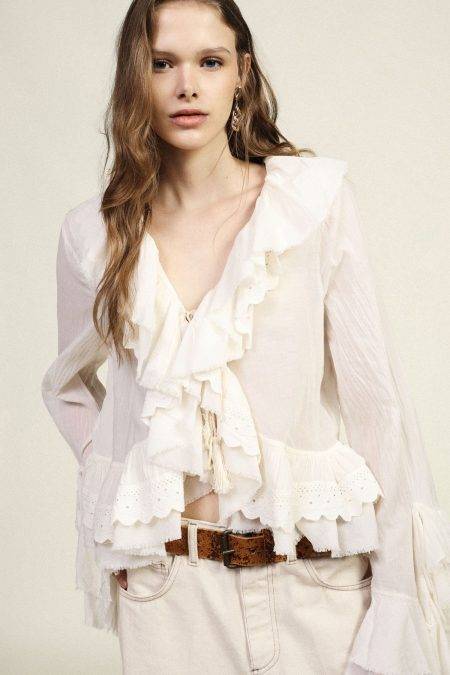 Blusa con volant e maniche ampie Dixie
