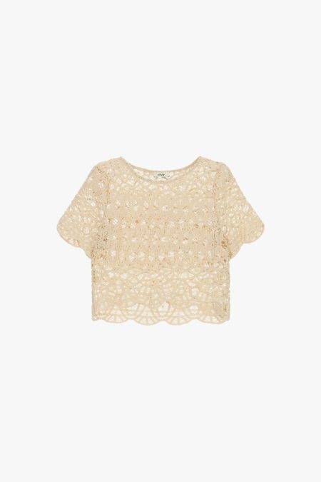Blusa traforata con bordo smerlato Dixie