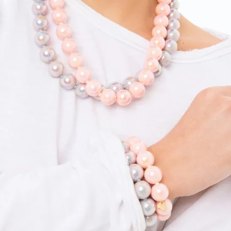 Bracciale elastico a due fili con sfere lucide Mya Accessories 0