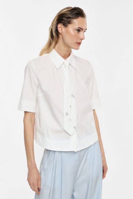 Camicia cropped con cravatta decorativa Imperial