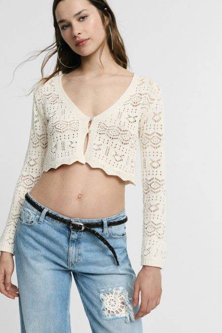 Cardigan traforato corto Please