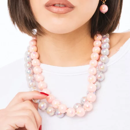 Collana girocollo con due fili di sfere in acrilico Mya Accessories 0