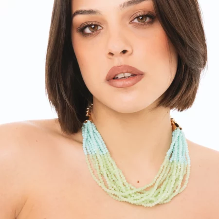 Collana girocollo con multi filo di pietre in vetro Mya Accessories