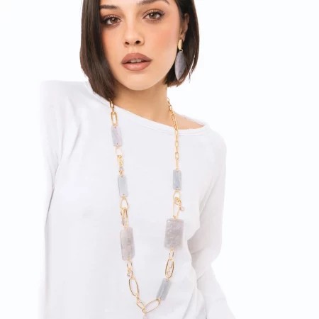 Collana lunga a catena con pietre rettangolari Mya Accessories