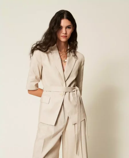 Giacca blazer in misto lino con lurex Twinset Actitude 0