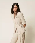 Giacca blazer in misto lino con lurex Twinset Actitude 0