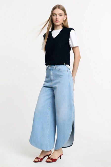 Jeans a gamba ampia stondata e spacchi laterali Please