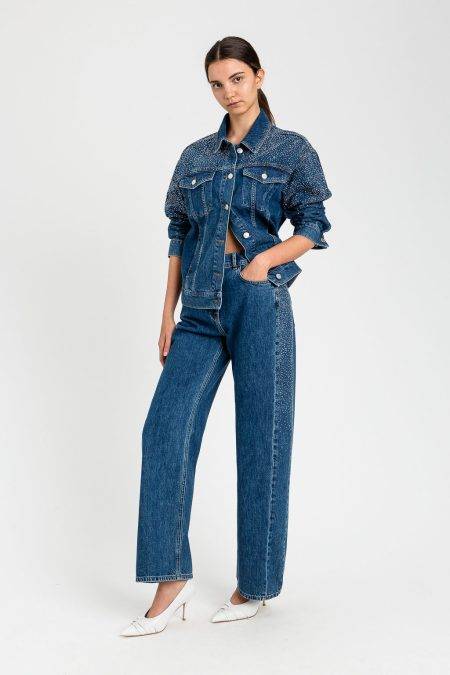Jeans wide leg con strass Twinset Actitude