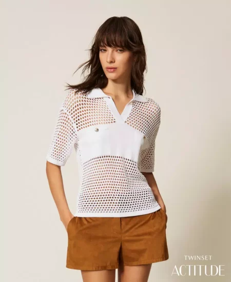 Maglia a polo con punto a rete Twinset Actitude