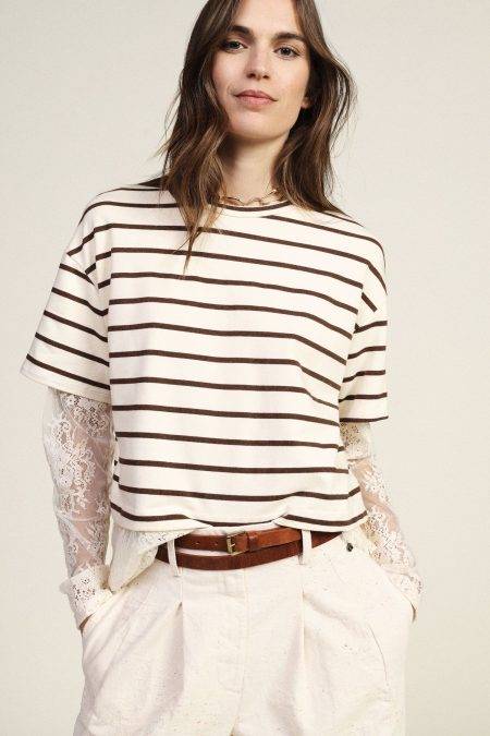 Maglia a righe con maniche e fondo in pizzo Dixie 1