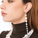 Orecchini pendenti lunghi con pietre dure a sfera Mya Accessories 0