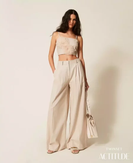 Pantaloni in misto lino con lurex Twinset Actitude