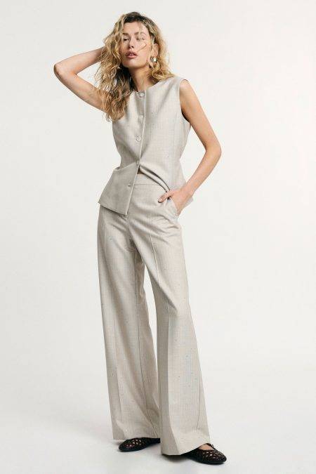 Pantaloni palazzo a righe con paillettes Please