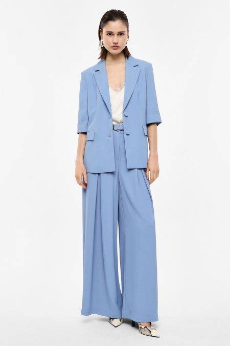 Pantaloni palazzo a vita alta con cintura Imperial