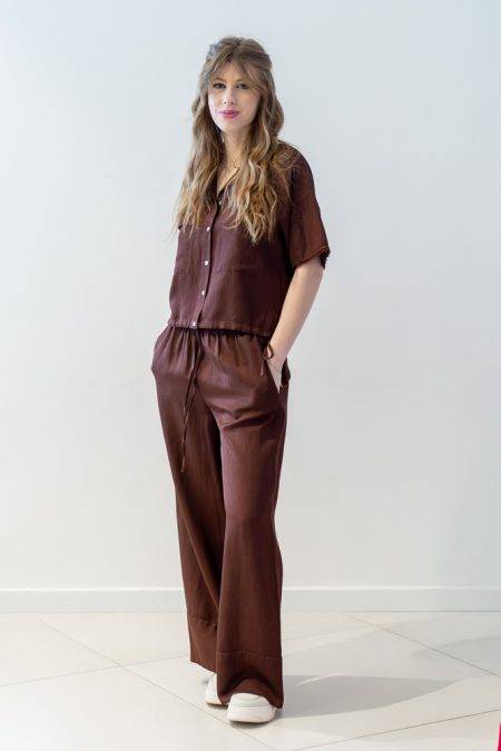 Pantaloni palazzo misto lino con coulisse Dixie (2)