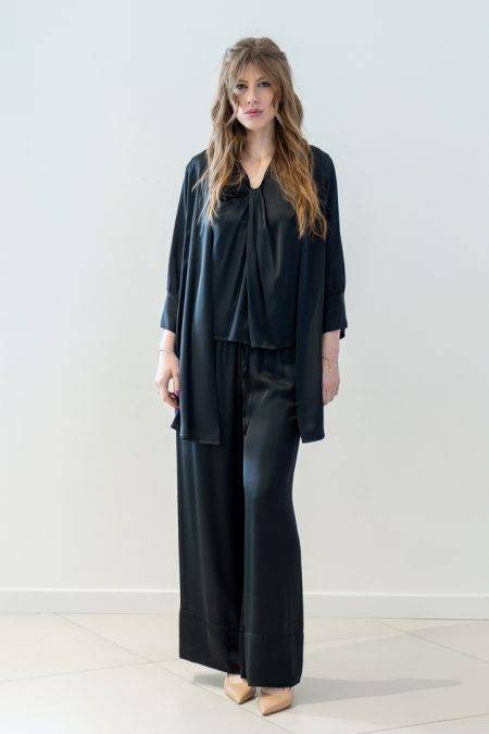 Pantaloni palazzo satin con coulisse Dixie