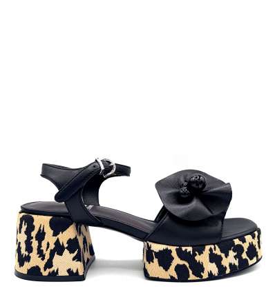 Sandalo con inserto animalier Jeannot